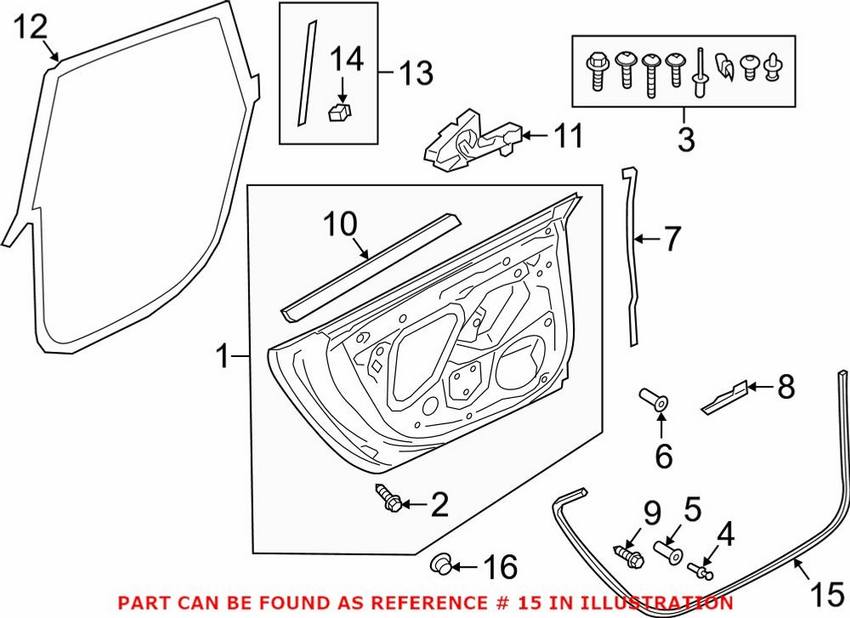 Audi Door Seal - Rear Passenger Side Outer